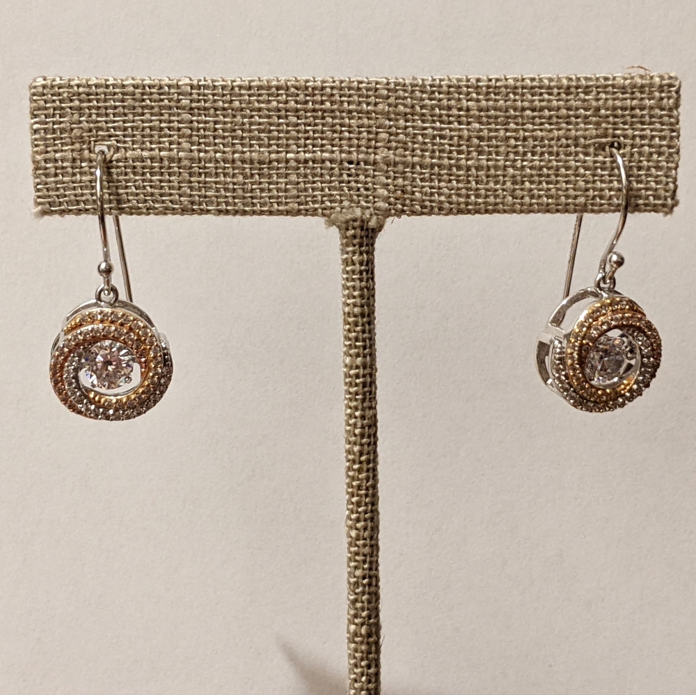 Floating 'diamond' tri-tone love knot earrings